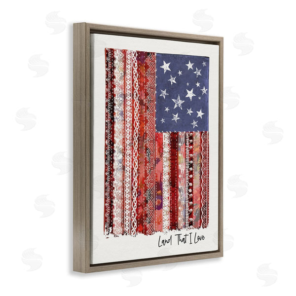 Stupell Industries Erica Billups | Land That I Love Phrase Macram� American Flag Wall Art