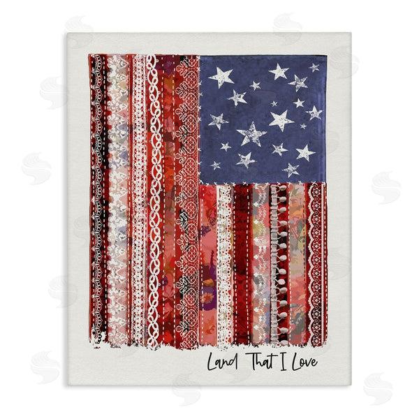 stupell industries Erica Billups | Land That I Love Phrase Macram� American Flag Wall Art