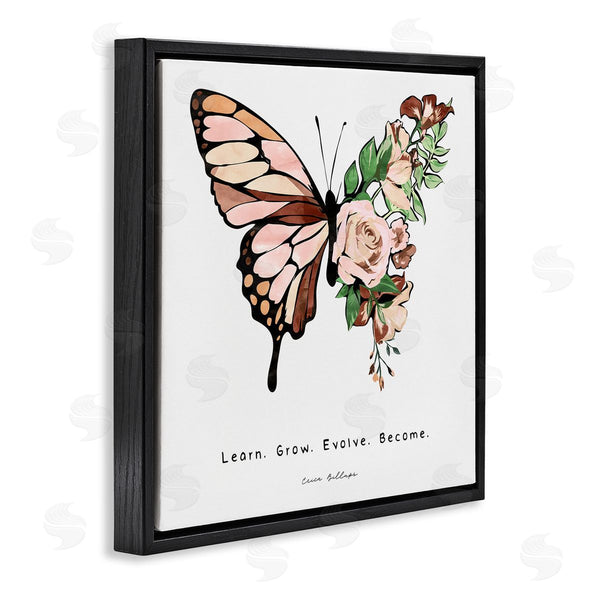 Stupell Industries Erica Billups | Learn Grow Evolve Become Motivational Children's Diversity Butterfly Wall Art