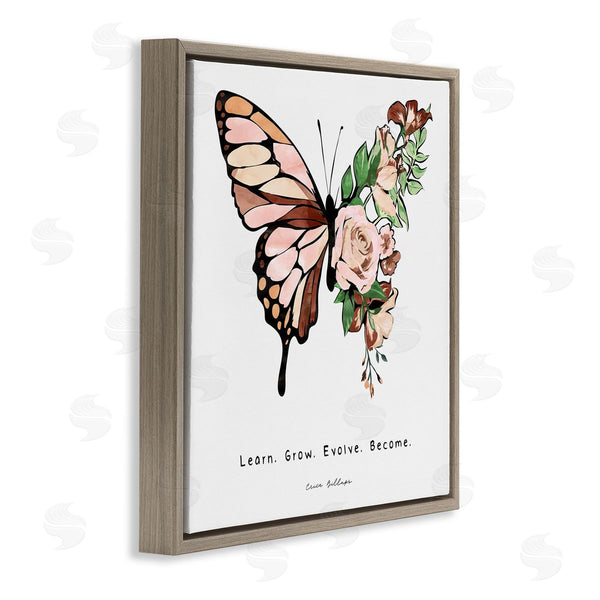 Stupell Industries Erica Billups | Learn Grow Evolve Become Motivational Children's Diversity Butterfly Wall Art