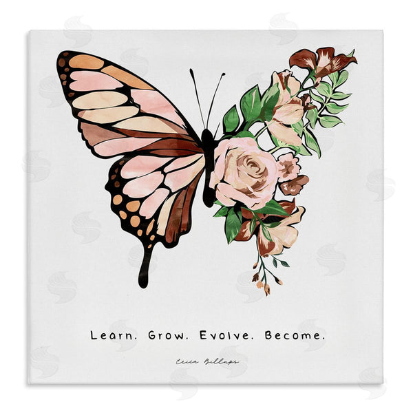 stupell industries Erica Billups | Learn Grow Evolve Become Motivational Children's Diversity Butterfly Wall Art