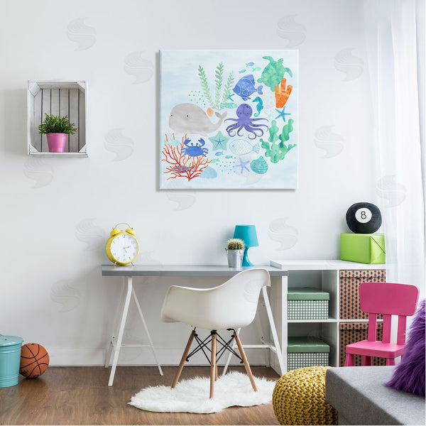 Stupell Industries Erica Billups | Nautical Sea Life Creatures Swimming Ocean Floor Wall Art