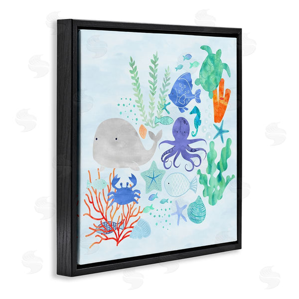 Stupell Industries Erica Billups | Nautical Sea Life Creatures Swimming Ocean Floor Wall Art