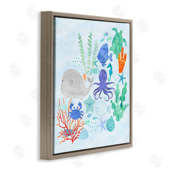 Stupell Industries Erica Billups | Nautical Sea Life Creatures Swimming Ocean Floor Wall Art