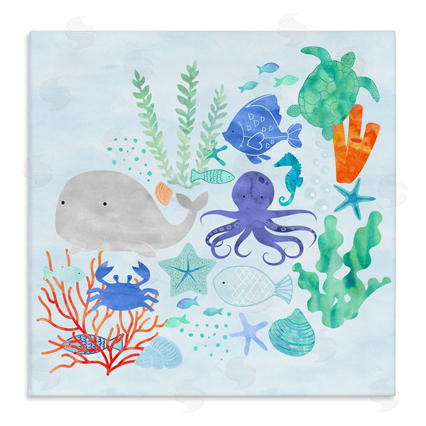 stupell industries Erica Billups | Nautical Sea Life Creatures Swimming Ocean Floor Wall Art