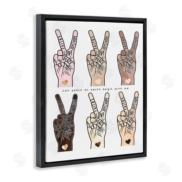 Stupell Industries Erica Billups | Peace Begin With Me Phrase Diversity Hand Signs Wall Art