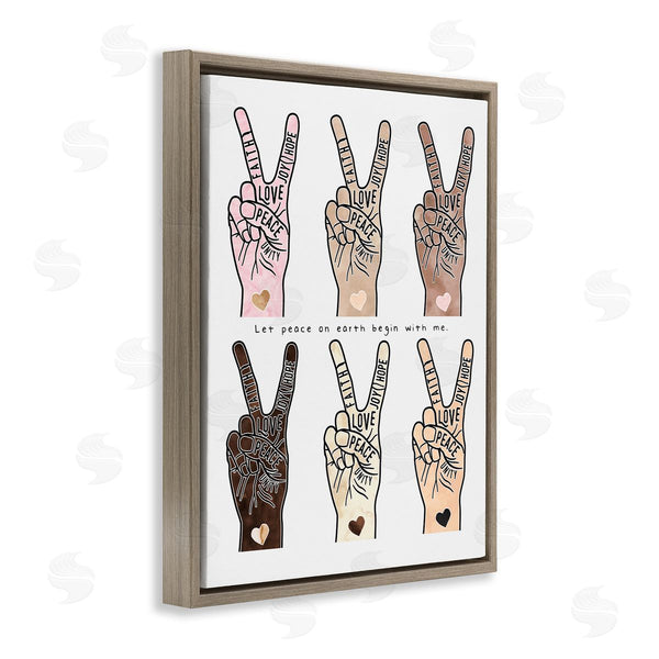 Stupell Industries Erica Billups | Peace Begin With Me Phrase Diversity Hand Signs Wall Art