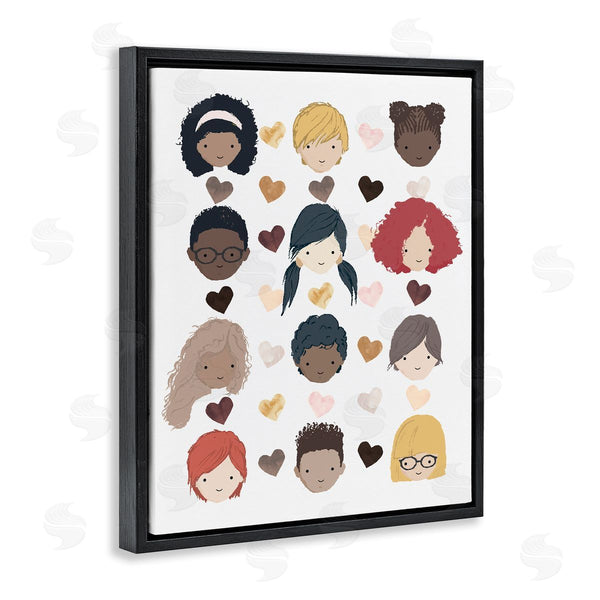 Stupell Industries Erica Billups | Smiling Children Diverse Multicultural Pink Brown Hearts Wall Art