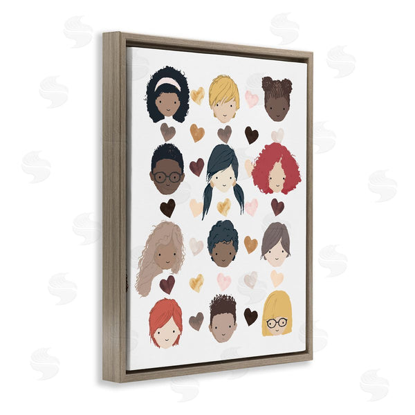 Stupell Industries Erica Billups | Smiling Children Diverse Multicultural Pink Brown Hearts Wall Art