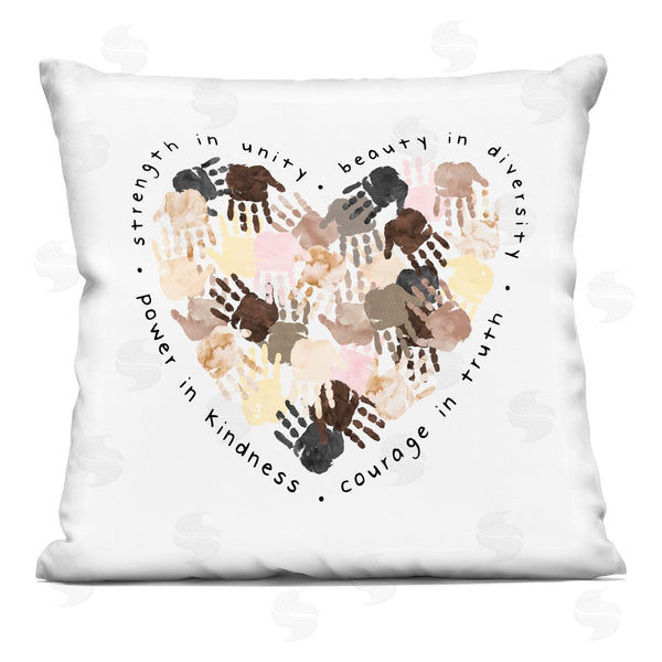 stupell industries Erica Billups | Strength in Unity Powerful Handprint Heart Shape Printed Throw Pillow