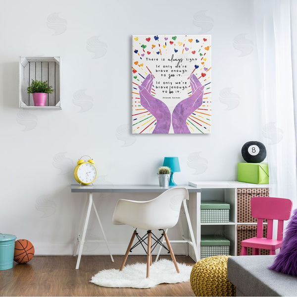 Stupell Industries Erica Billups | There's Always Light Phrase Purple Hands Rainbow Hearts Wall Art