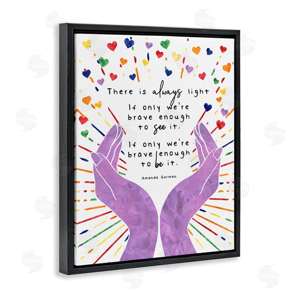 Stupell Industries Erica Billups | There's Always Light Phrase Purple Hands Rainbow Hearts Wall Art