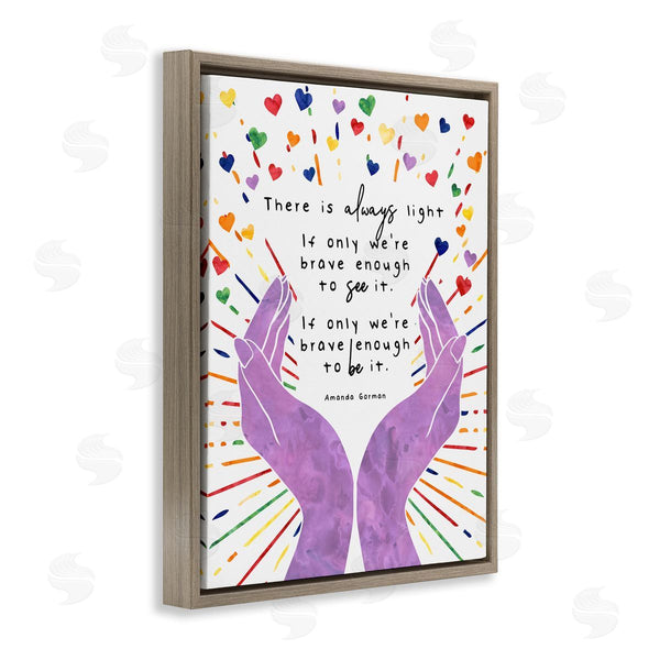 Stupell Industries Erica Billups | There's Always Light Phrase Purple Hands Rainbow Hearts Wall Art