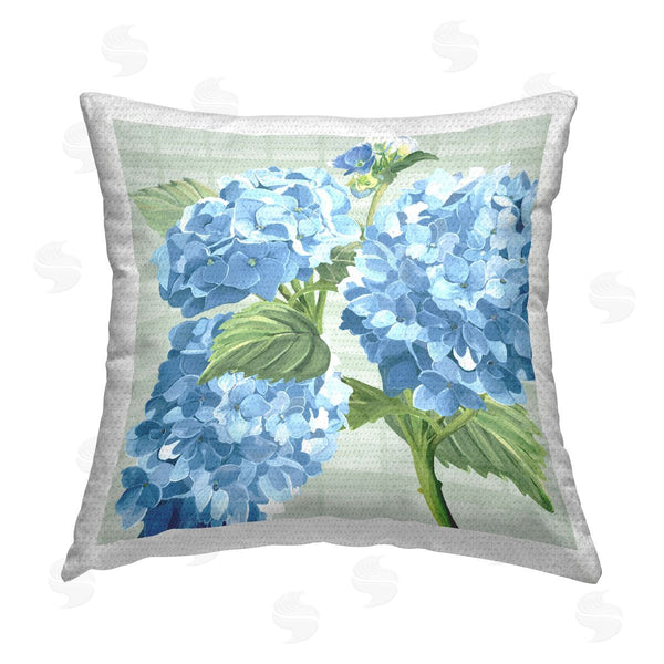 Stupell Industries Erica Christopher | Blue Hydrangeas Country Tartan Printed Throw Pillow