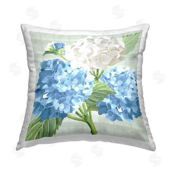 stupell industries Erica Christopher | Hydrangea Flowers Tartan Pattern Printed Throw Pillow