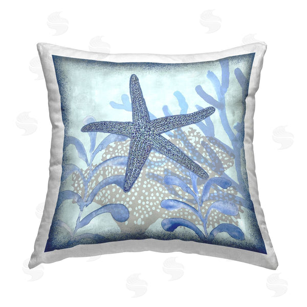 stupell industries Erica Christopher | Navy Coral Reef Starfish Printed Throw Pillow