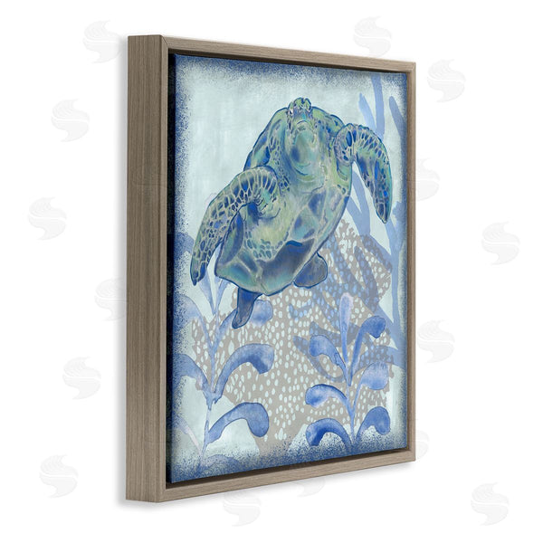 Stupell Industries Erica Christopher | Vivid Tortoise Layered Aquatic Plants Wall Art