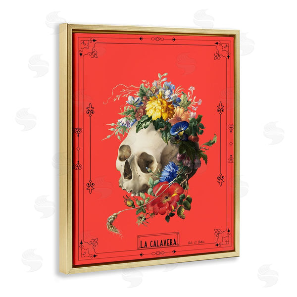 Stupell Industries Erika C. Brothers | Traditional Floral Adorned Skull