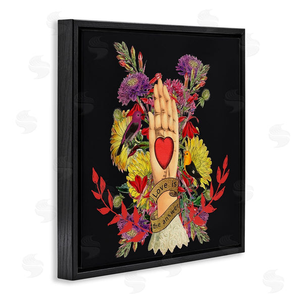 Stupell Industries Erika C. Brothers | Traditional Floral Motif Heart Palm Love Phrase Wall Art