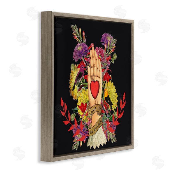 Stupell Industries Erika C. Brothers | Traditional Floral Motif Heart Palm Love Phrase Wall Art