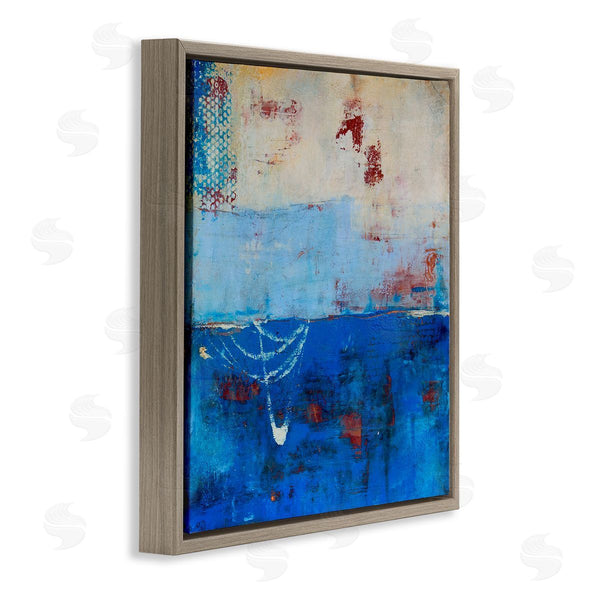 Stupell Industries Erin Ashley | Blue Color Block With Red Details Wall Art