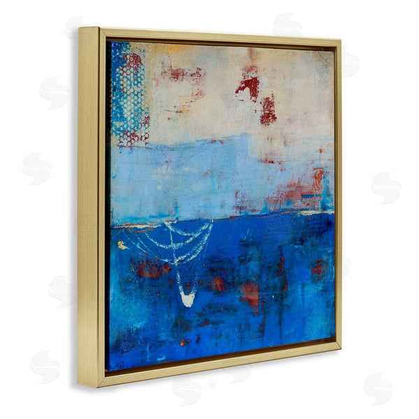 Stupell Industries Erin Ashley | Blue Color Block With Red Details Wall Art