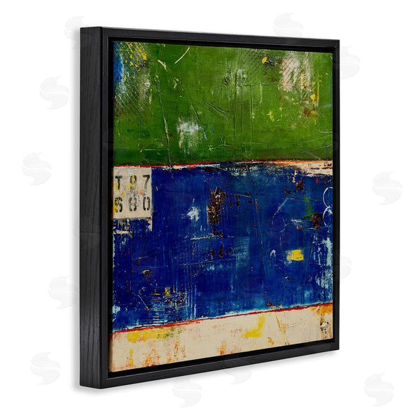Stupell Industries Erin Ashley | Green Blue Striped Street Style Stencil Rustic Abstract Wall Art