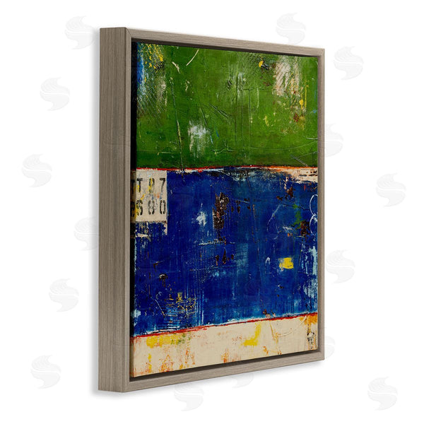 Stupell Industries Erin Ashley | Green Blue Striped Street Style Stencil Rustic Abstract Wall Art