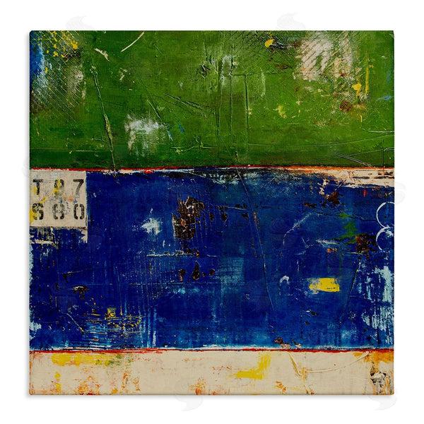 stupell industries Erin Ashley | Green Blue Striped Street Style Stencil Rustic Abstract Wall Art
