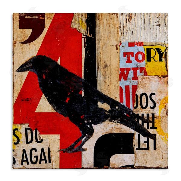 stupell industries Erin Ashley | Stenciled Street Style Black Bird Layered Abstract Words Wall Art