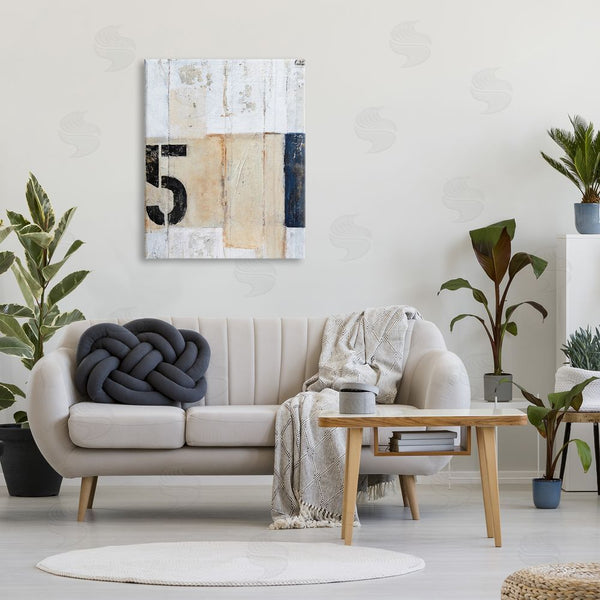 Stupell Industries Erin Ashley | Weathered Street Style Number 5 Stencil Rustic Abstract Wall Art