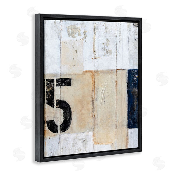 Stupell Industries Erin Ashley | Weathered Street Style Number 5 Stencil Rustic Abstract Wall Art