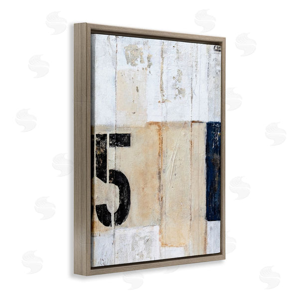 Stupell Industries Erin Ashley | Weathered Street Style Number 5 Stencil Rustic Abstract Wall Art