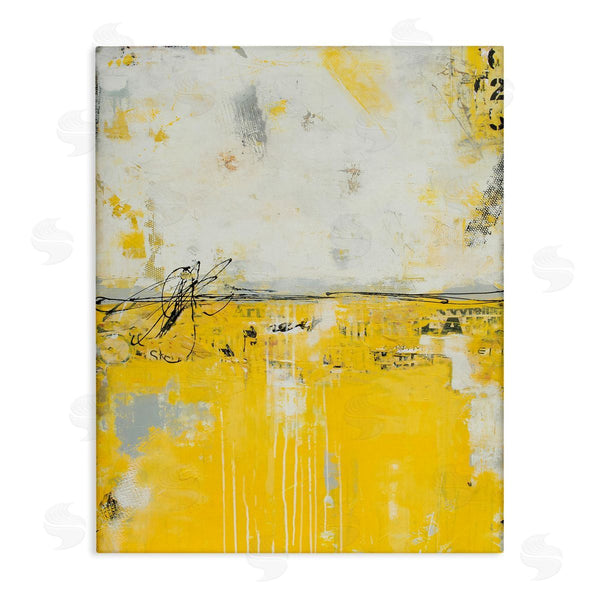 stupell industries Erin Ashley | Yellow Weathered Street Style Modern Scribble Stencil Wall Art