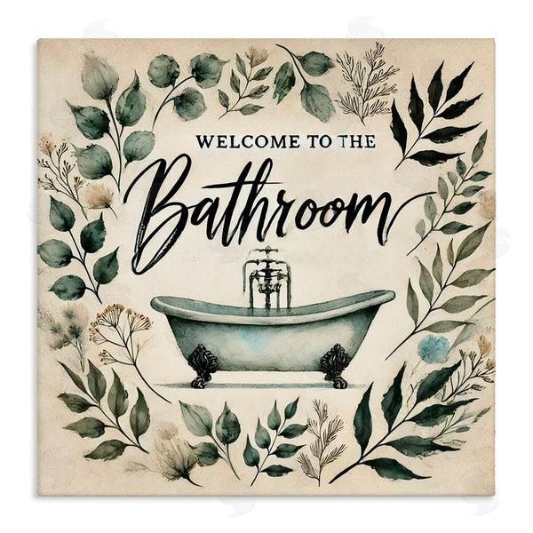stupell industries Erin Clark | Vintage Bathroom Welcome
