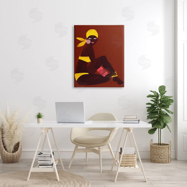 Stupell Industries Erin K. Robinson | Woman Sitting Yellow Swimsuit Wall Art