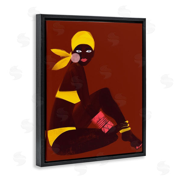 Stupell Industries Erin K. Robinson | Woman Sitting Yellow Swimsuit Wall Art