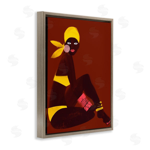 Stupell Industries Erin K. Robinson | Woman Sitting Yellow Swimsuit Wall Art