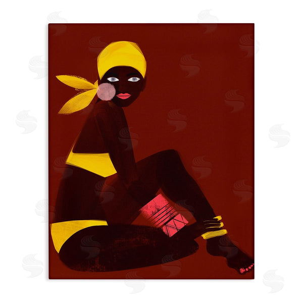 stupell industries Erin K. Robinson | Woman Sitting Yellow Swimsuit Wall Art