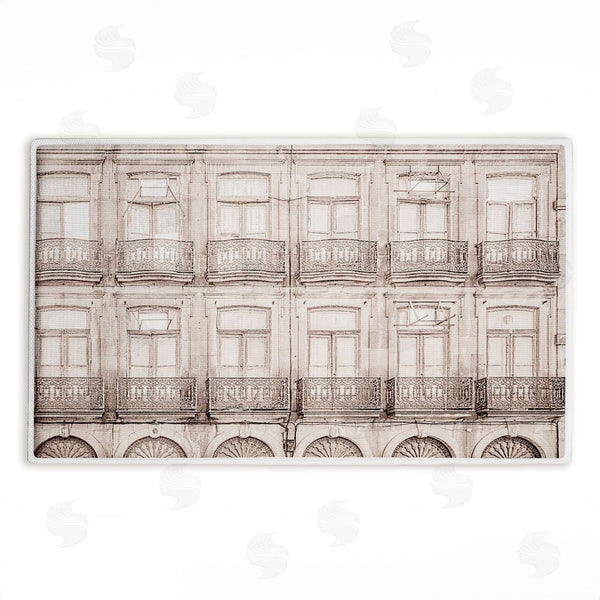 stupell industries Erin Marie | Pretty Beige Windows Architecture Plush Bath Mat