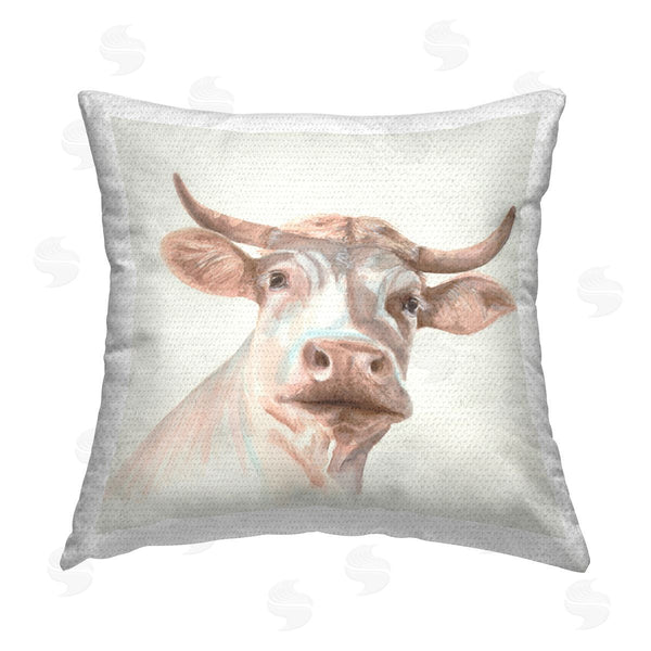 Stupell Industries Errico & Slyp | Cream Beige Cow Printed Throw Pillow