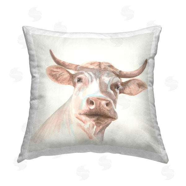 stupell industries Errico & Slyp | Cream Beige Cow Printed Throw Pillow