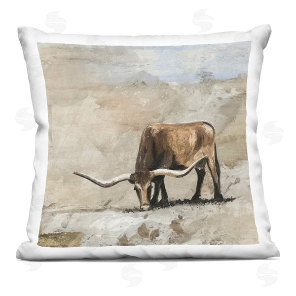 stupell industries Errico & Slyp | Logan Longhorn Cattle Printed Throw Pillow