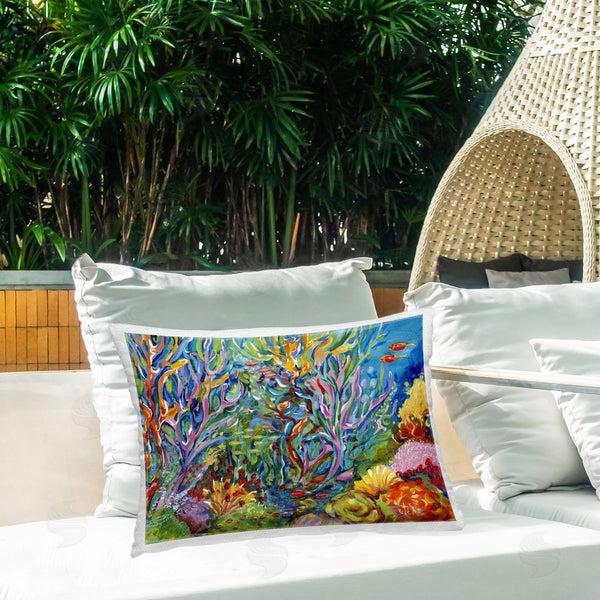 Stupell Industries Estelle Grengs | Abstract Coral Reef Life Printed Throw Pillow