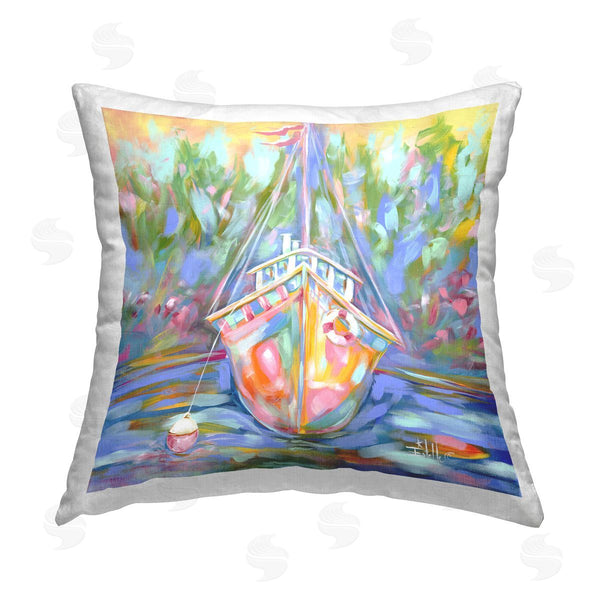 stupell industries Estelle Grengs | Boat In Waiting Printed Throw Pillow