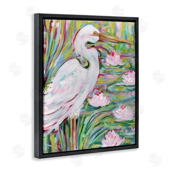 Stupell Industries Estelle Grengs | Great White Egret & Lotus Wall Art