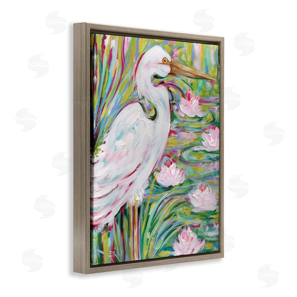 Stupell Industries Estelle Grengs | Great White Egret & Lotus Wall Art