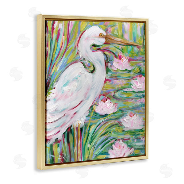 Stupell Industries Estelle Grengs | Great White Egret & Lotus Wall Art