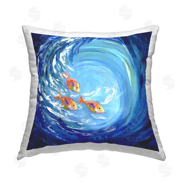stupell industries Estelle Grengs | Into The Blue Fish Printed Throw Pillow