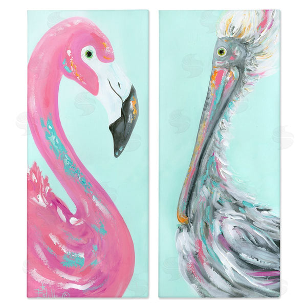 stupell industries Estelle Grengs | Odd Flamingo Pelican Profile Wall Art